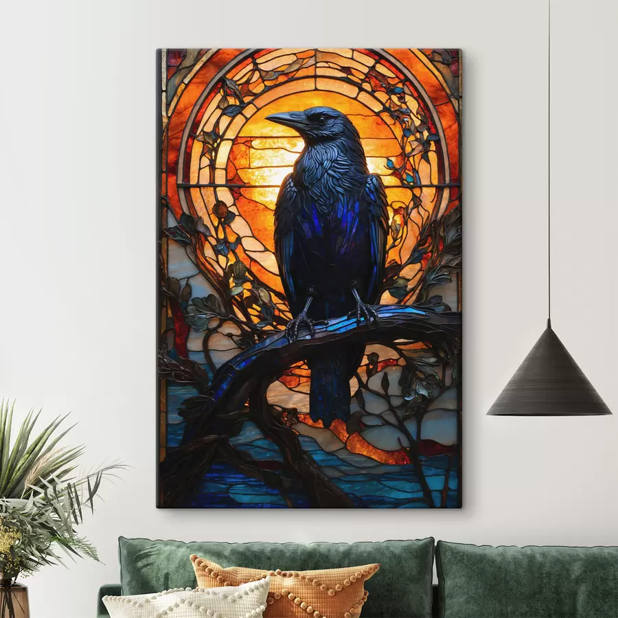  Peintures Un corbeau sur une branche s38591