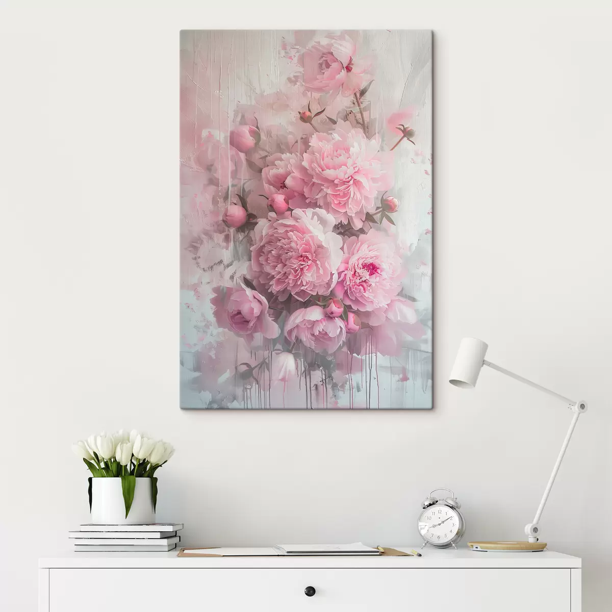  Peintures Pivoines roses s38750