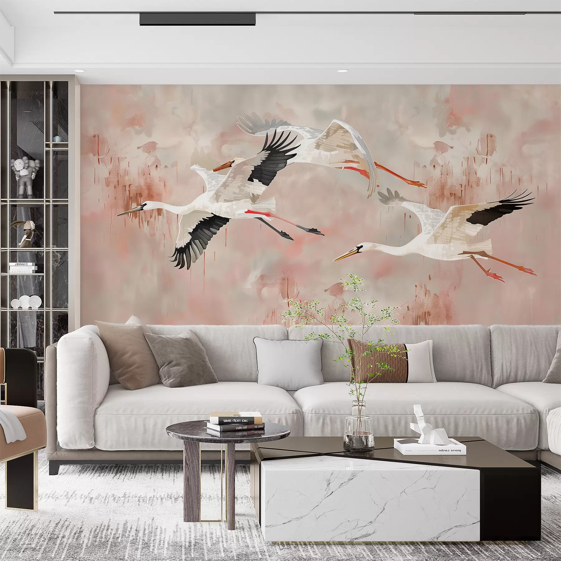 Fotobehang Ooievaars op een lichtroze achtergrond w00760