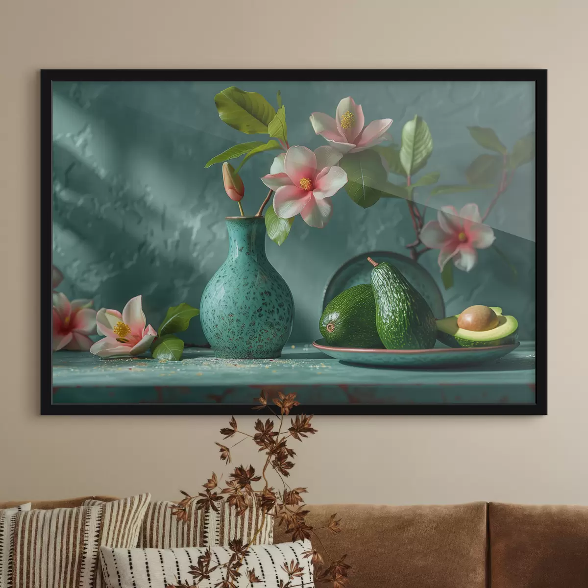 Poster Samenstelling van avocado en lelie f38687