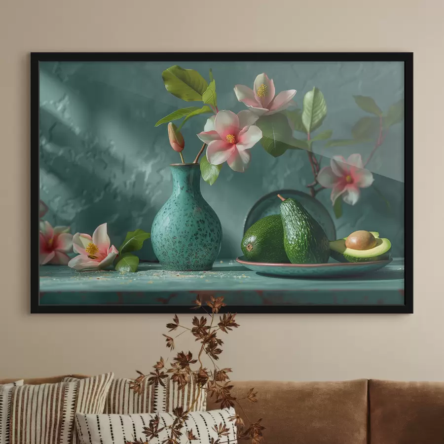 Fotobehang Samenstelling van avocado en lelie f38687