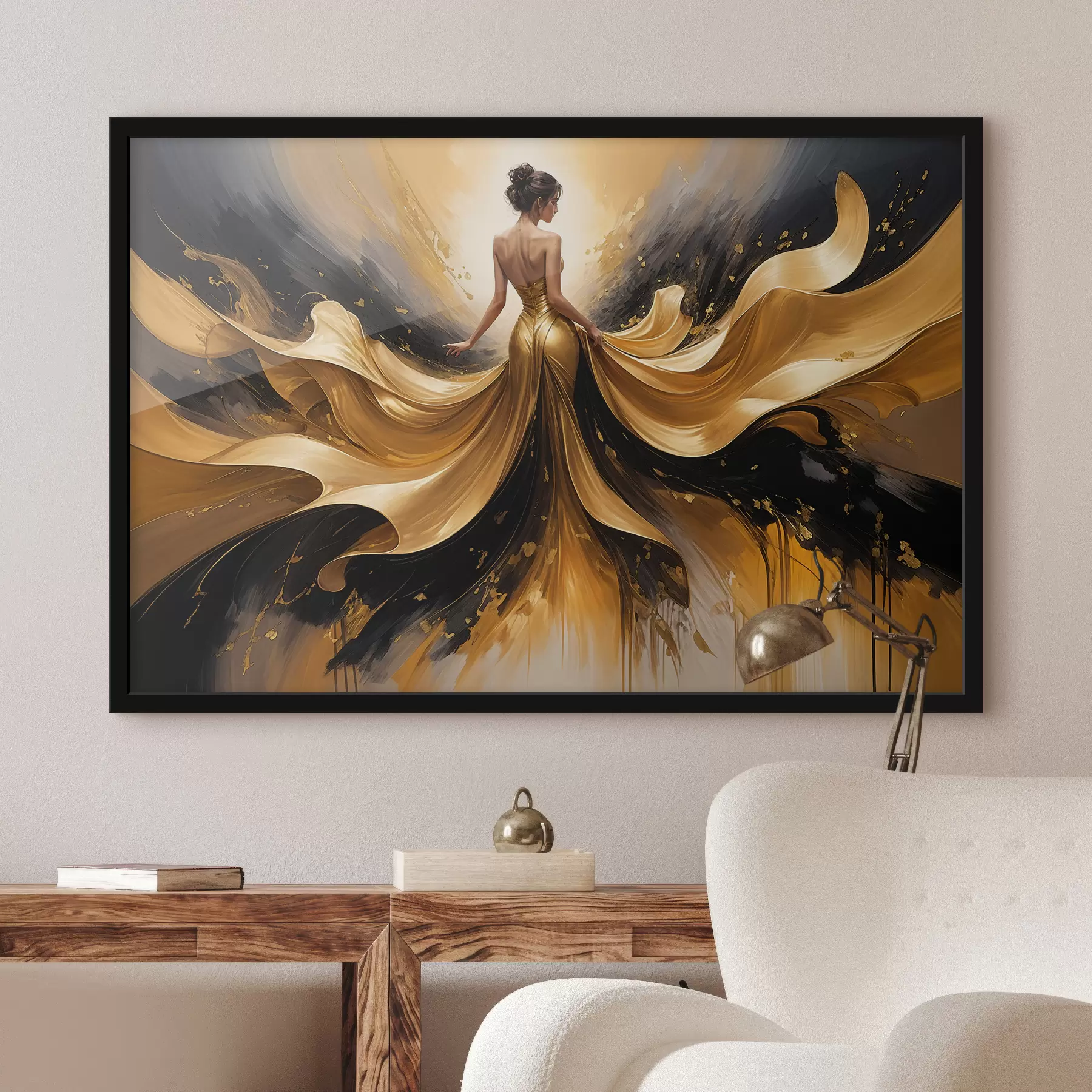 Papier peint photo Un bouquet de lys blancs dans un vase en céramique bleu et blanc sur fond bleu peinture à l'huile nature morte f38820