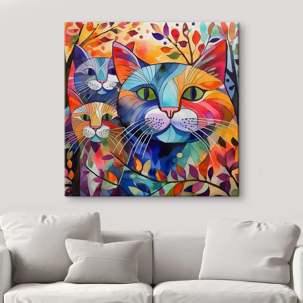  Schilderijen Veelkleurige abstractie met katten s38814