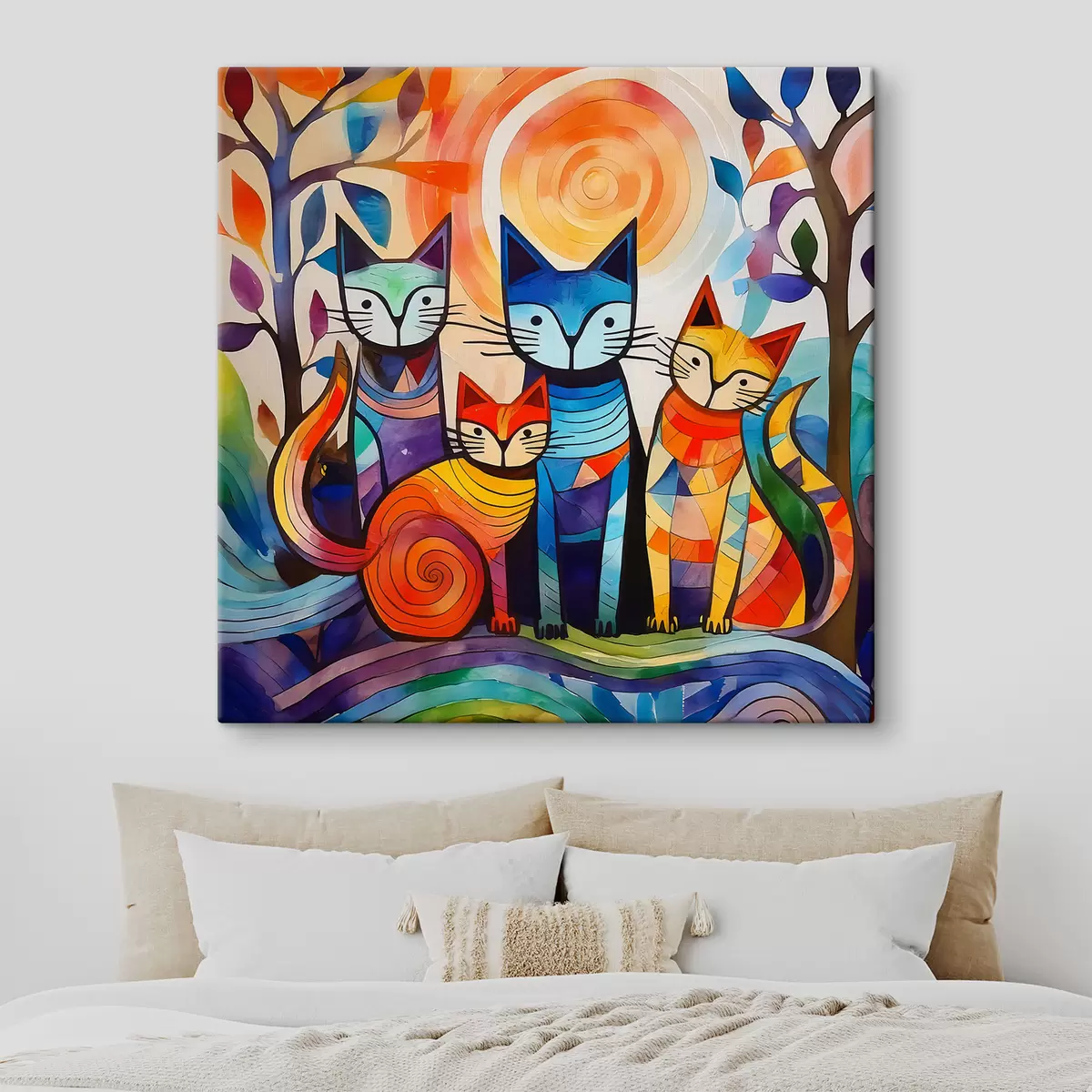  Peintures Abstraction multicolore avec des chats intéressants s38815