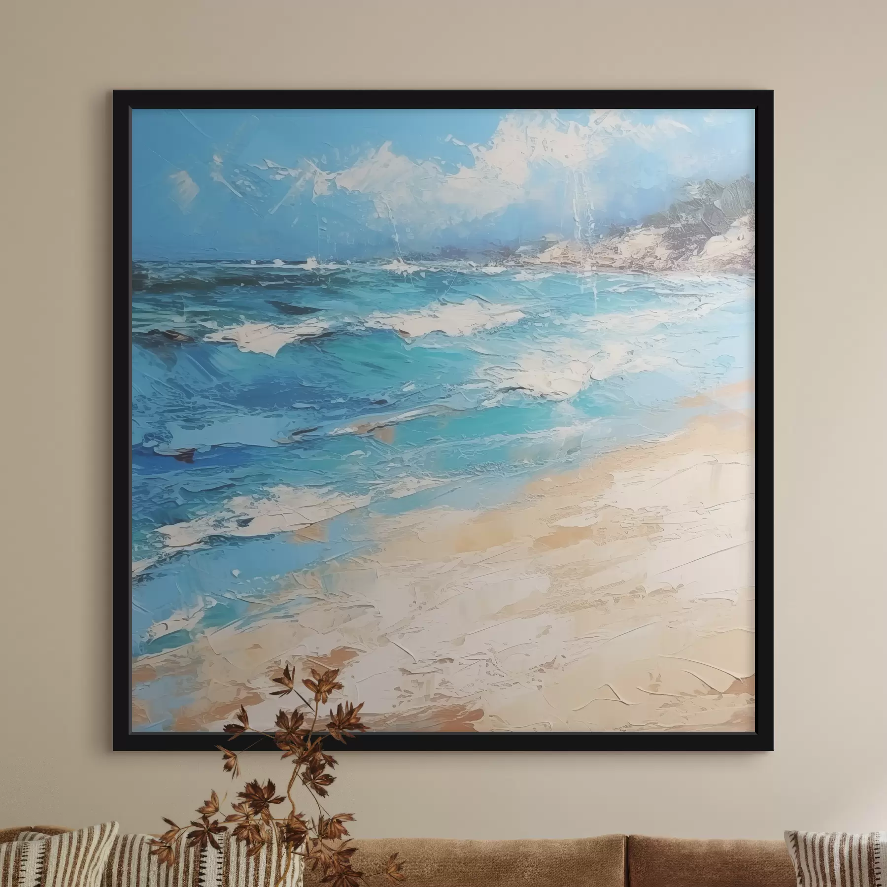 Papier peint photo Mer, vagues, plage, sable, peinture à l'huile, abstraction, paysage, paysage f38910