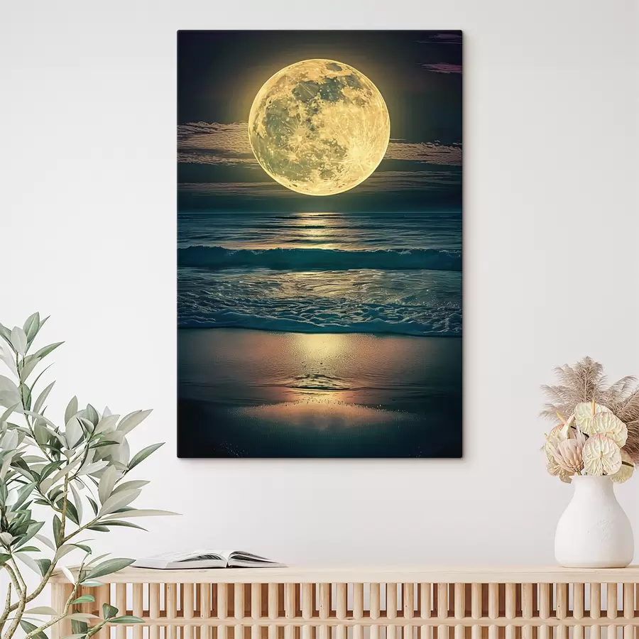  Peintures Grande lune au-dessus de l'océan s38865
