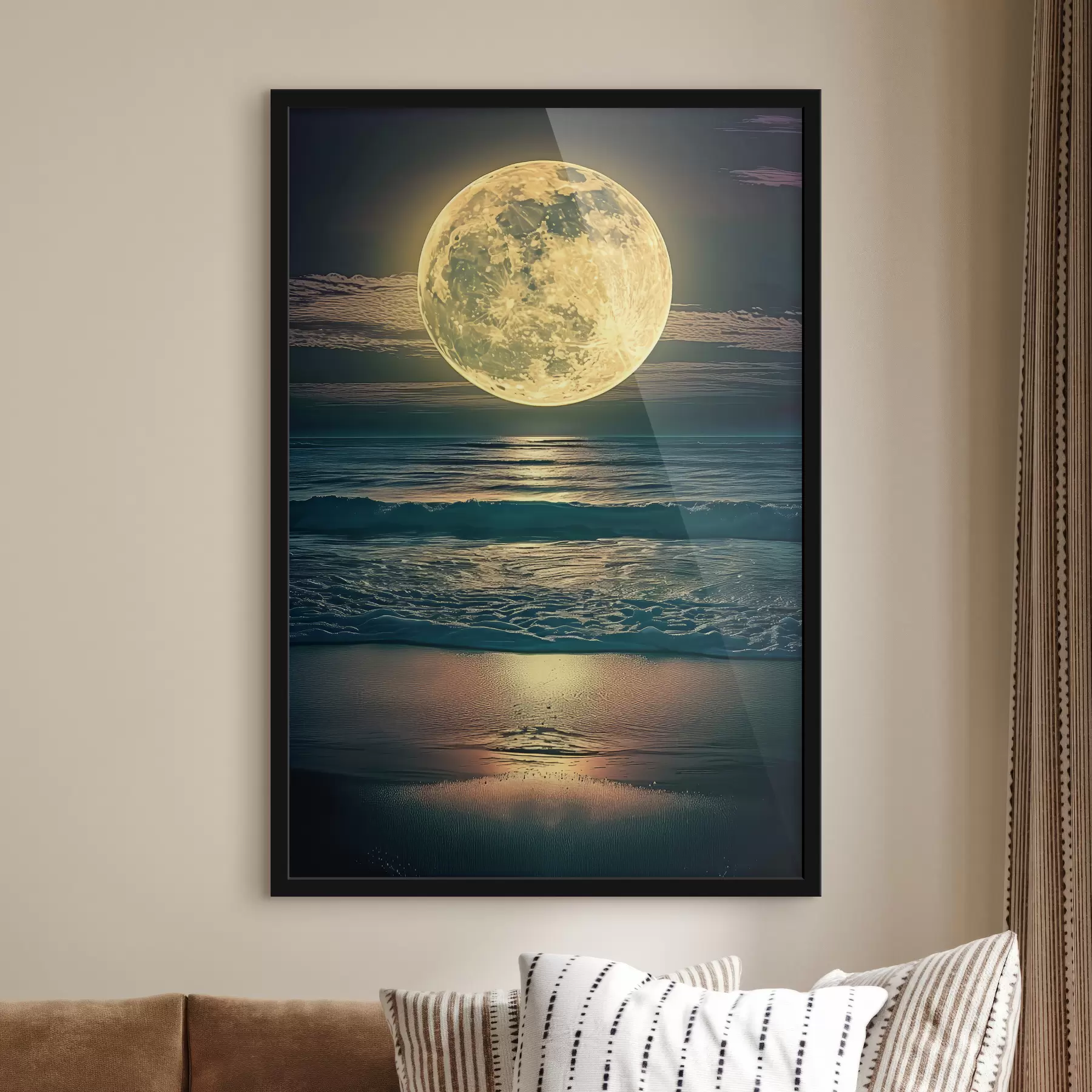  Peintures Grande lune au-dessus de l'océan f38865