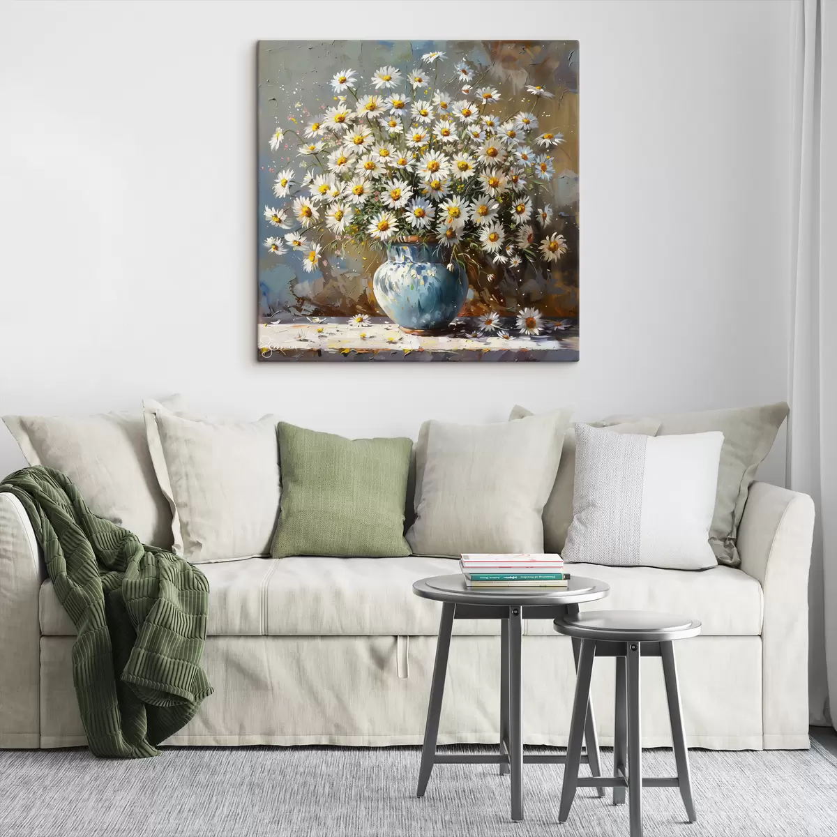  Peintures Vase avec marguerites sur la table s38707