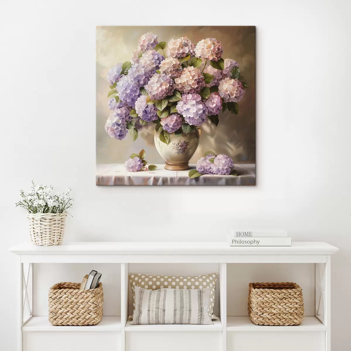  Peintures Hortensias délicats sur la table s38710