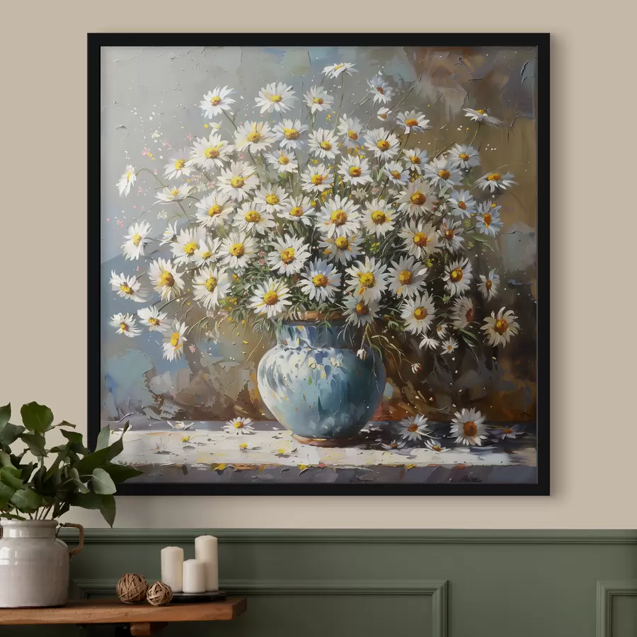 Papier peint photo Un vase avec des marguerites sur la table f38707