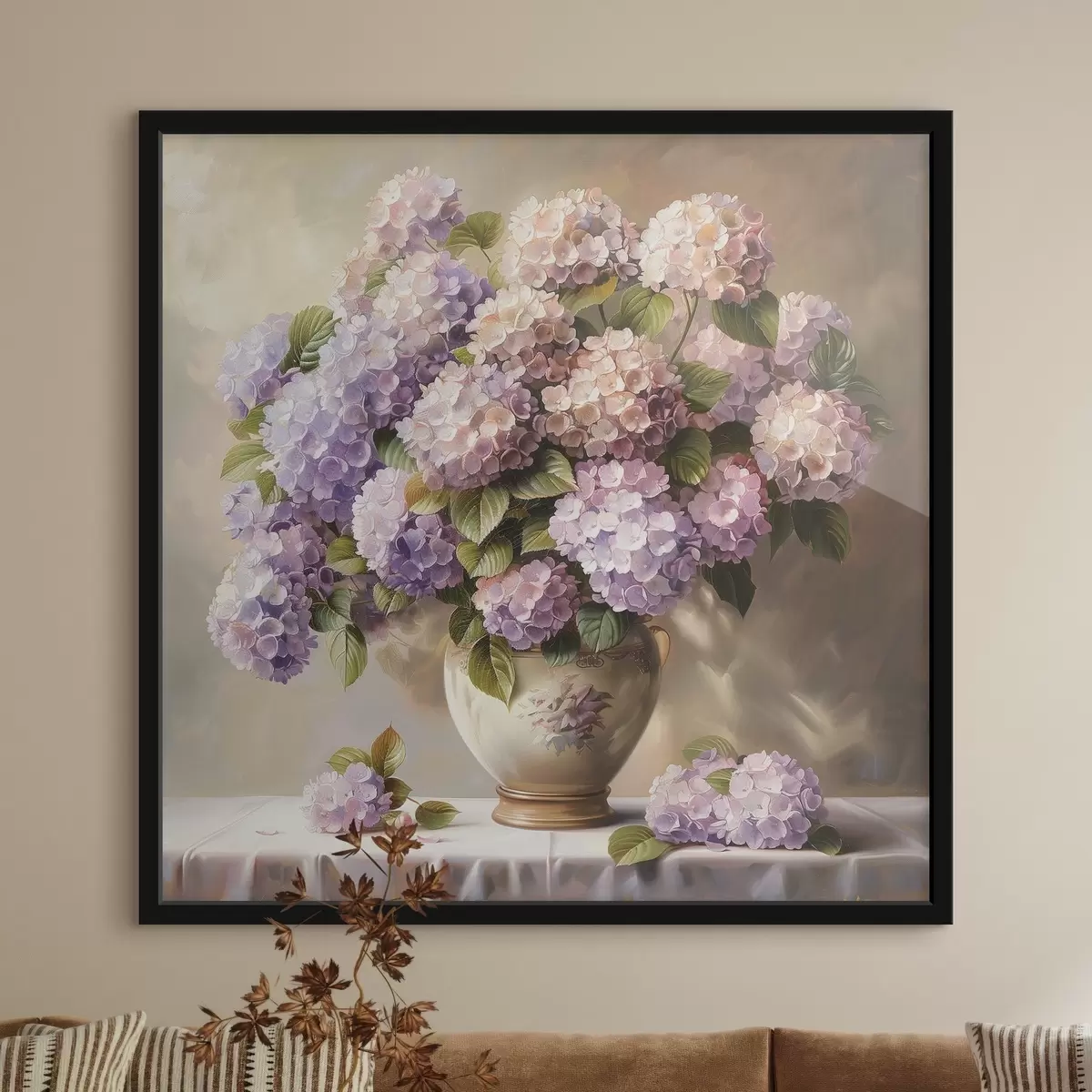 Affiche Hortensias délicats sur la table f38710