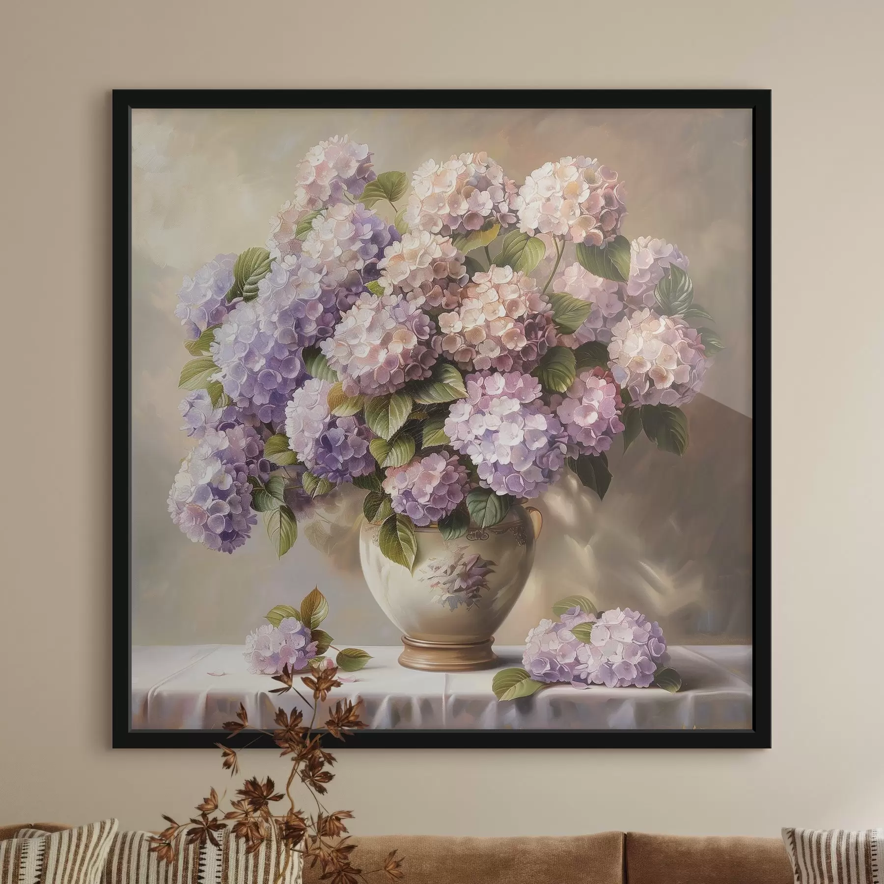 Fotobehang Fijne hortensia's op tafel f38710