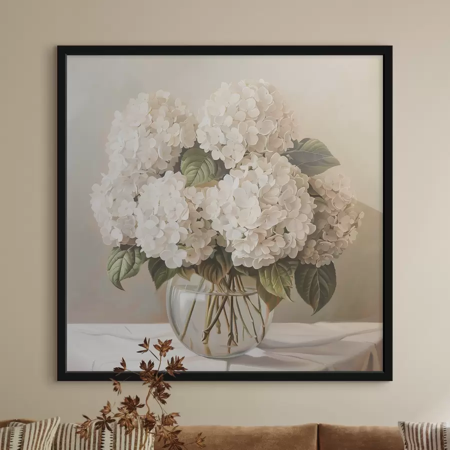 Fotobehang Boeket witte hortensia's f38711