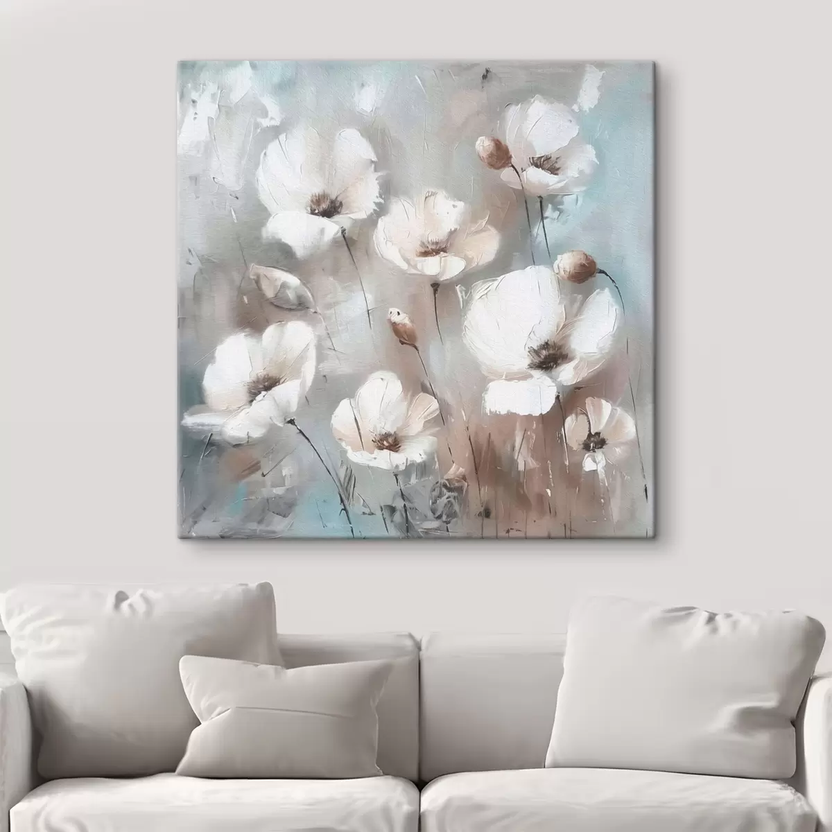  Schilderijen Witte wilde bloemen plant gedrukte textuur s38925