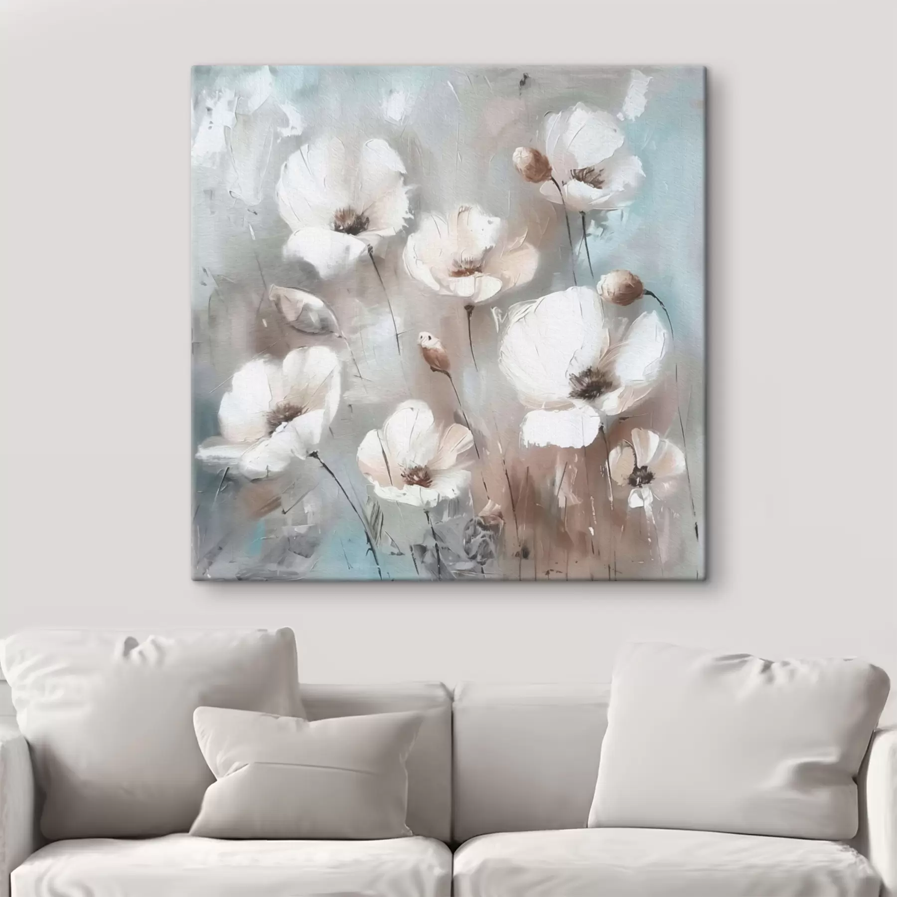  Schilderijen Witte wilde bloemen plant gedrukte textuur s38925