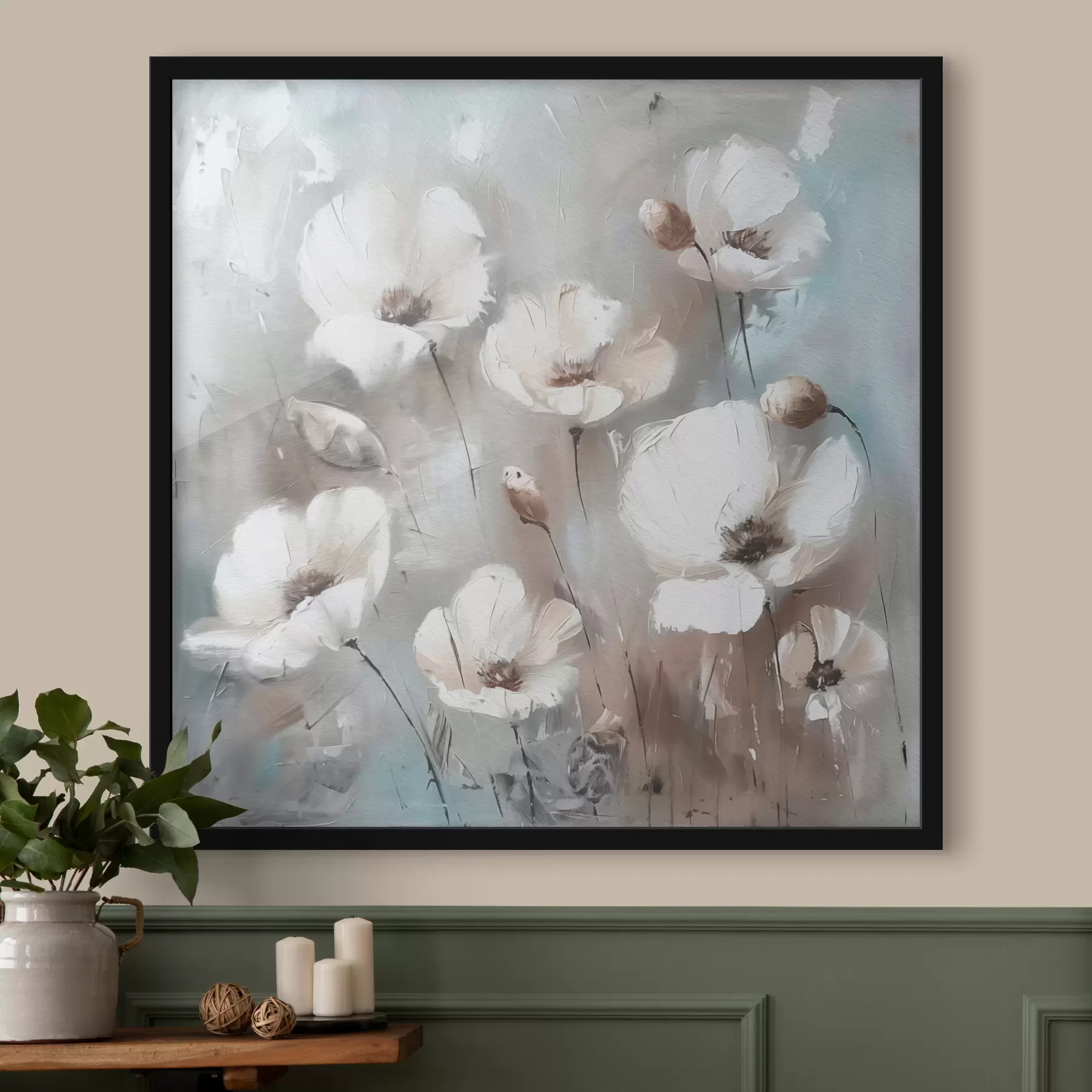 Fotobehang Witte wilde bloemen plant gedrukte textuur f38925