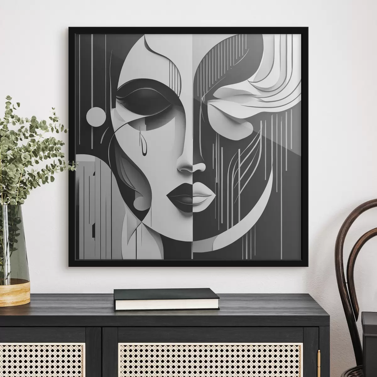 Poster Zwart-wit masker f38850