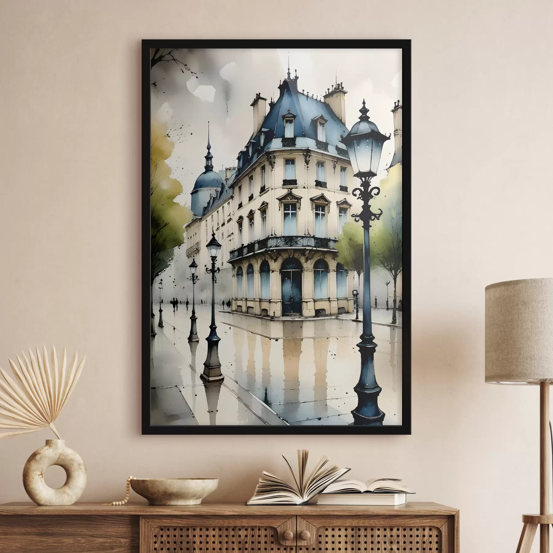  Peintures Peinture à l'aquarelle d'un bâtiment historique avec une façade incurvée et des éléments architecturaux décoratifs f38975