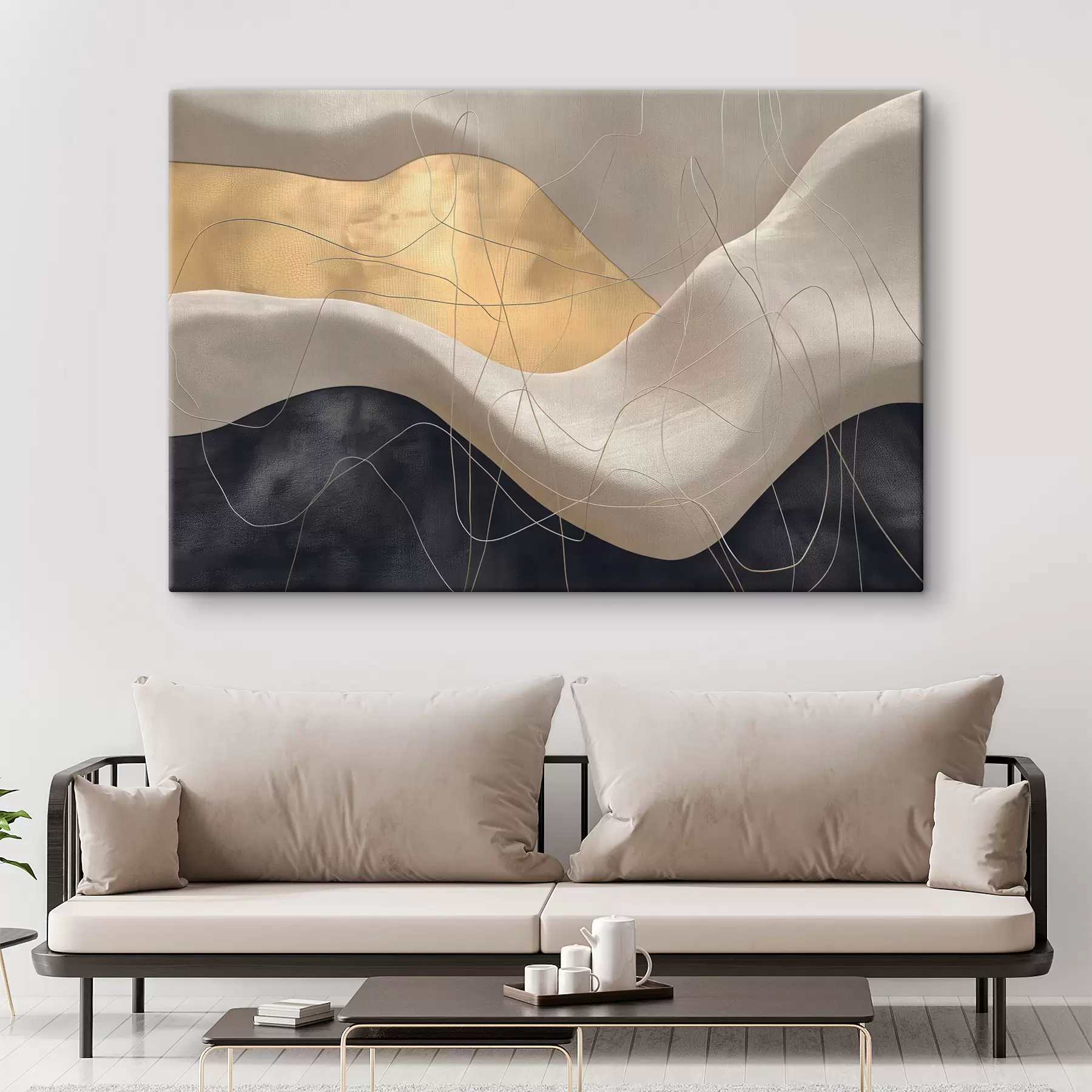 Fotobehang Abstractie met golven en lijnen s39053