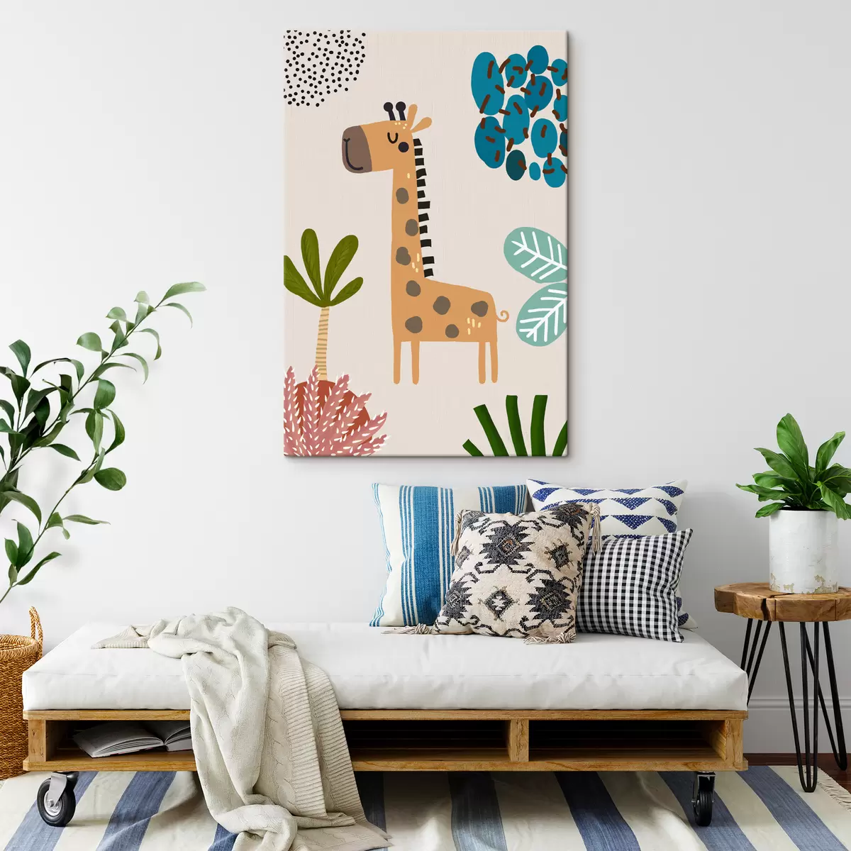  Schilderijen Giraf in de jungle in safaristijl, boho s39096