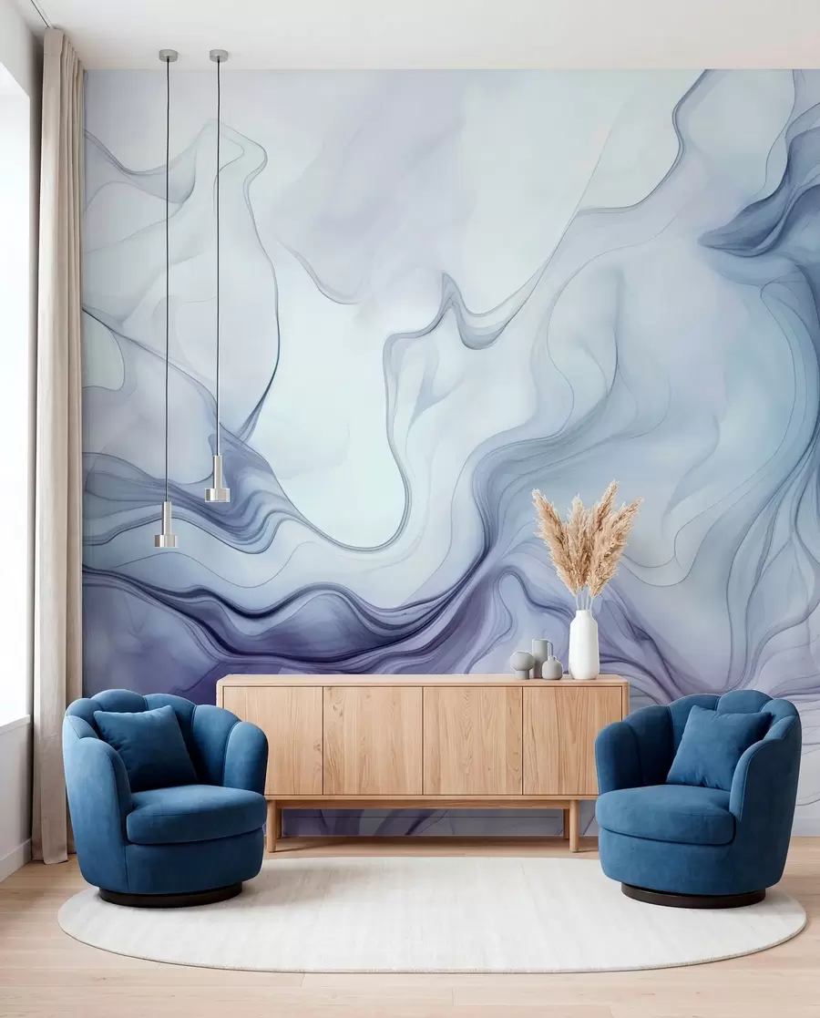 Fotobehang Gekleurde abstracte golven op een lichte achtergrond w01185v1