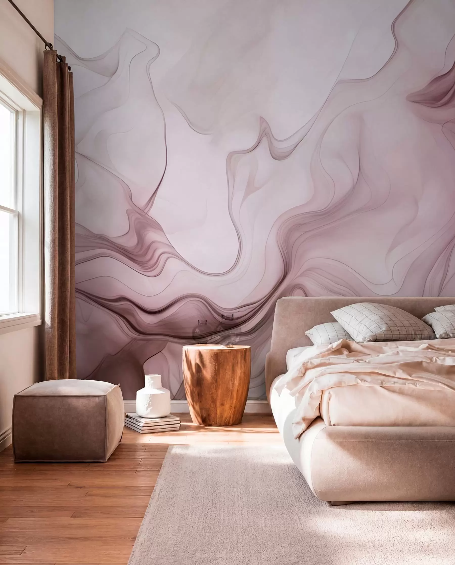 Fotobehang Pastel abstracte golven op een lichte achtergrond w01185v2