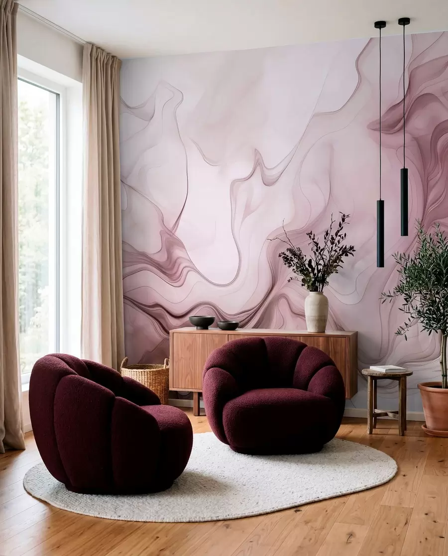 Fotobehang Pastel abstracte golven op een lichte achtergrond w01185v2
