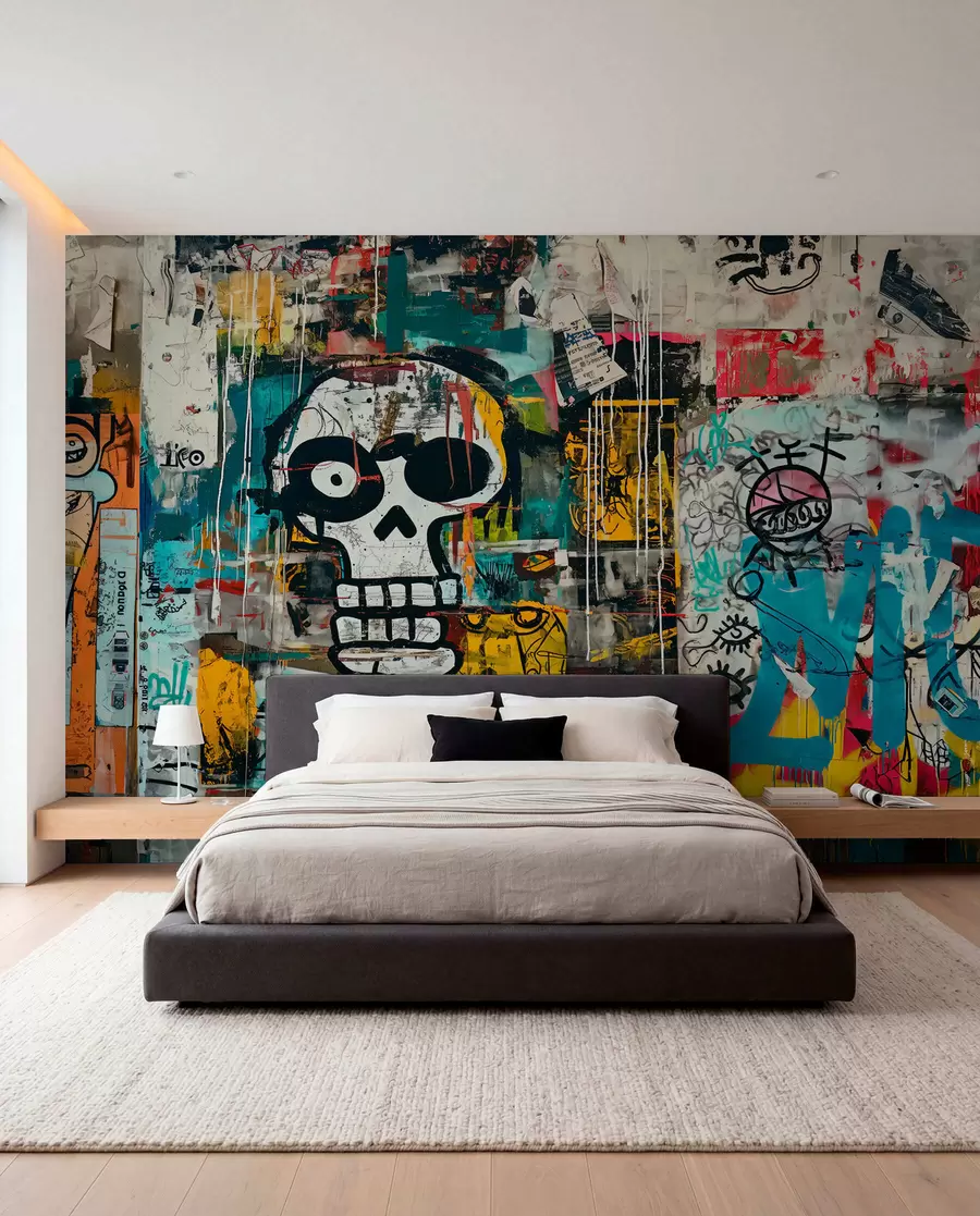 Papier peint photo Graffitis colorés dans le style Basquiat w01187