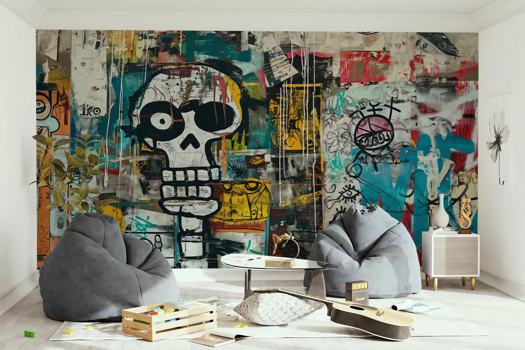 Papier peint photo Graffitis colorés dans le style Basquiat w01187