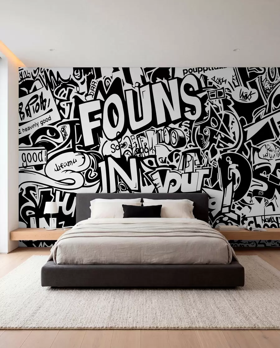 Papier peint photo Graffitis en noir et blanc w01190