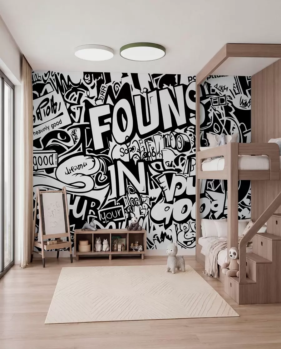 Papier peint photo Graffitis en noir et blanc w01190