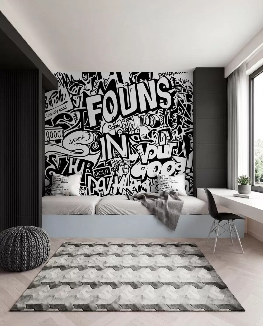 Fotobehang Zwart-witte graffiti w01190