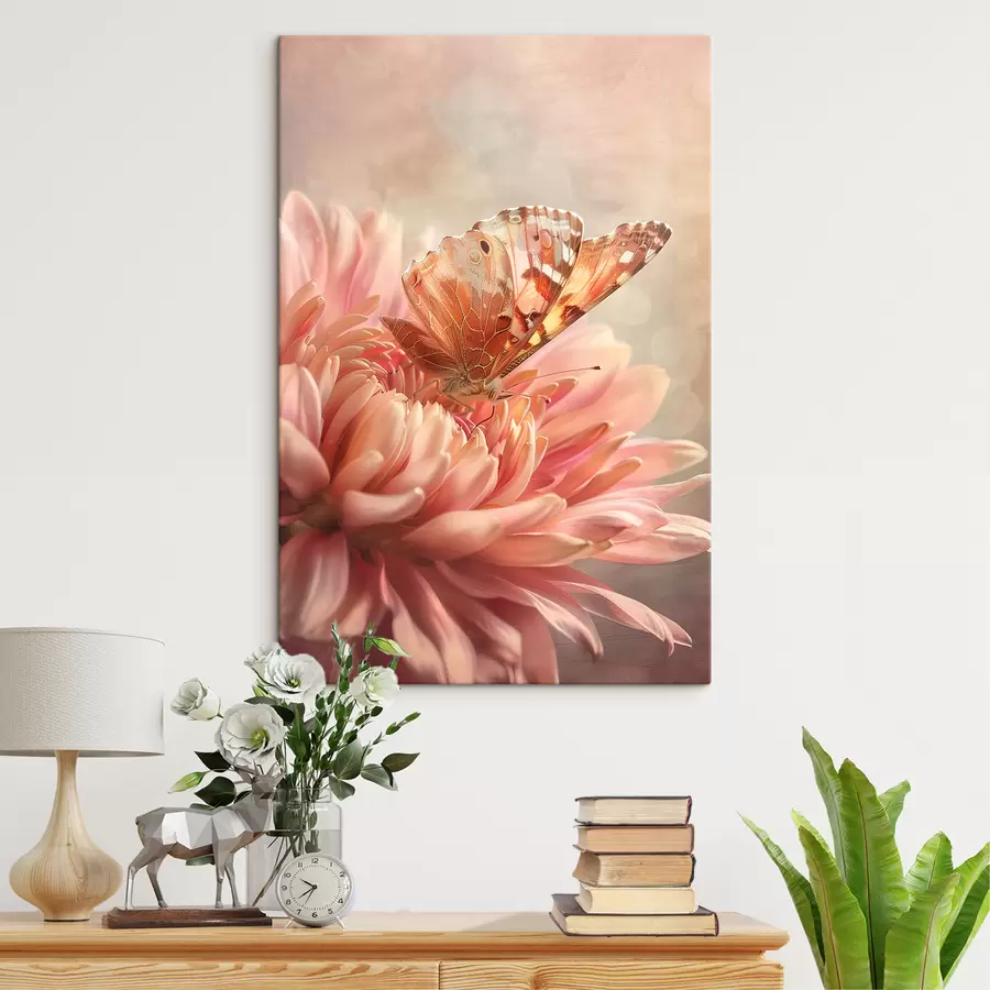  Peintures Papillon sur un gros bouton floral s39071