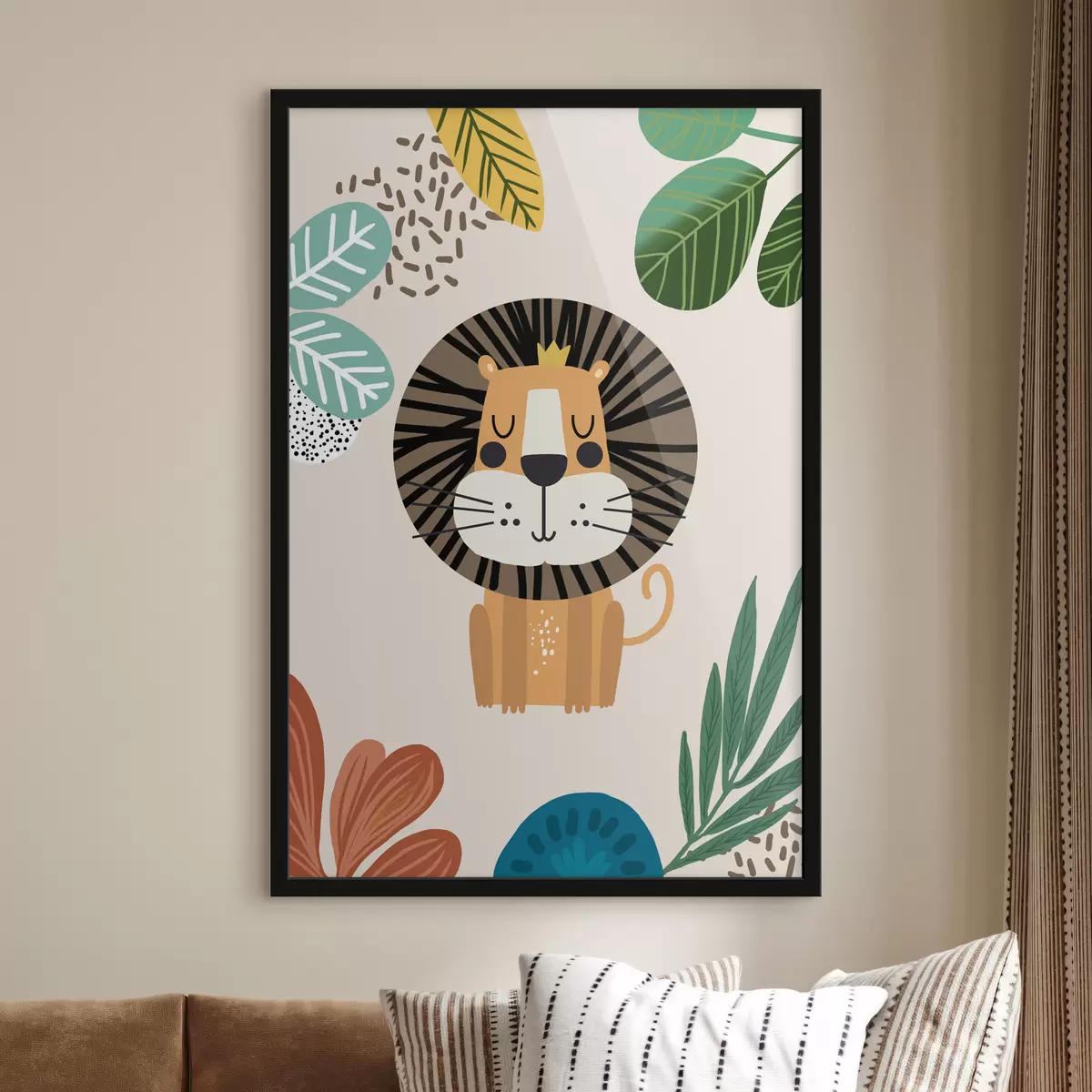 Affiche Lion dans la jungle en style safari, boho f39095