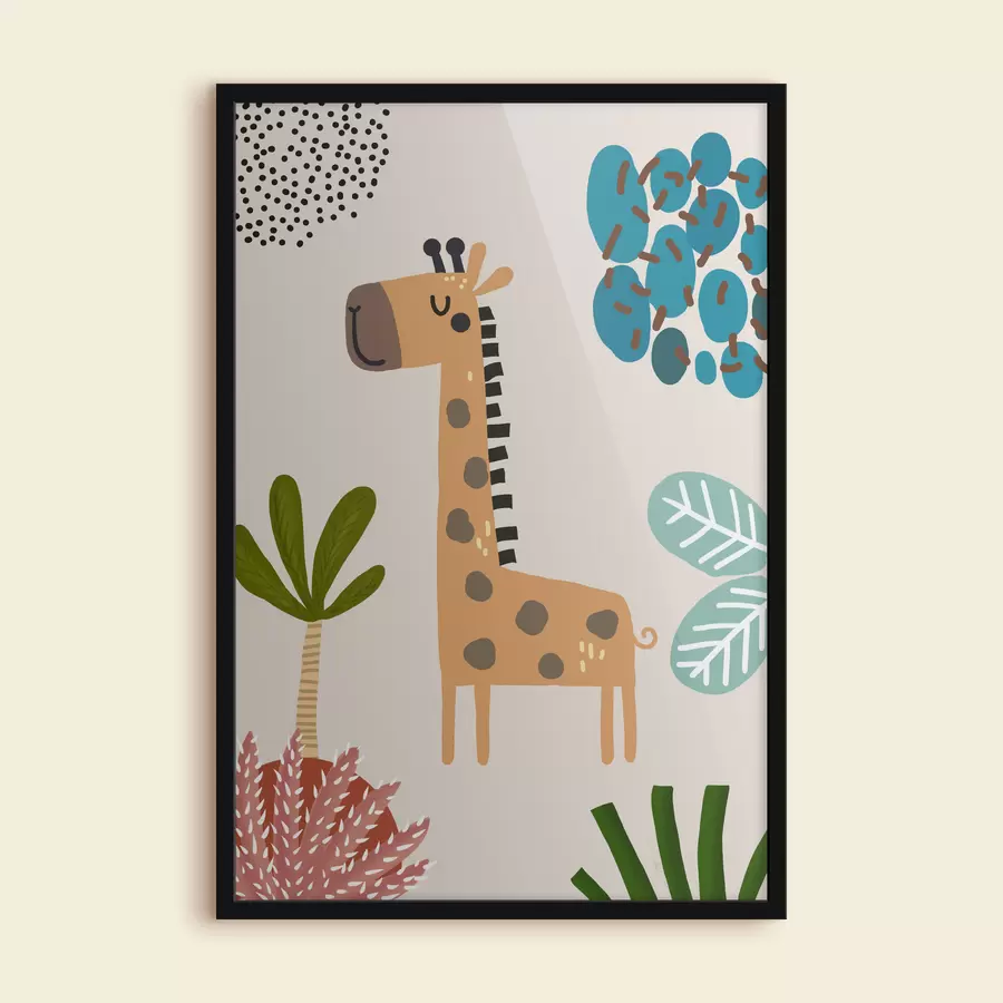 Fotobehang Giraf in de jungle in safaristijl, boho f39096