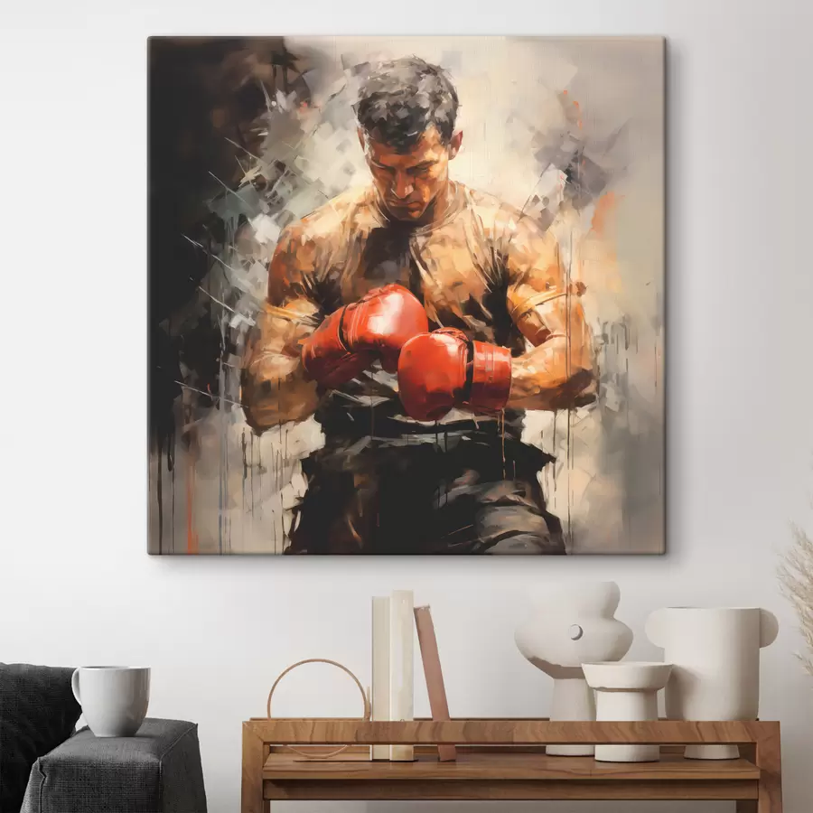  Peintures Boxer en peinture à l’huile de gants rouges s39180