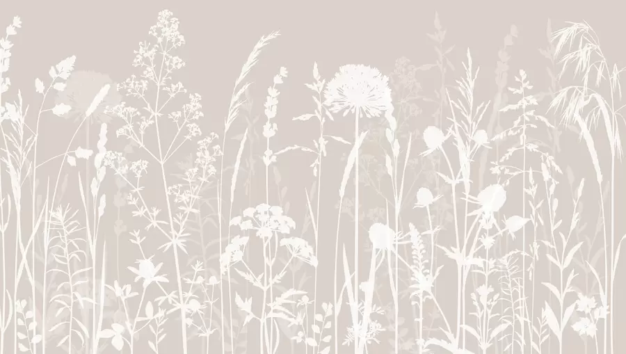 Fotobehang Zachte veldplanten en bloemenminimalisme w01270