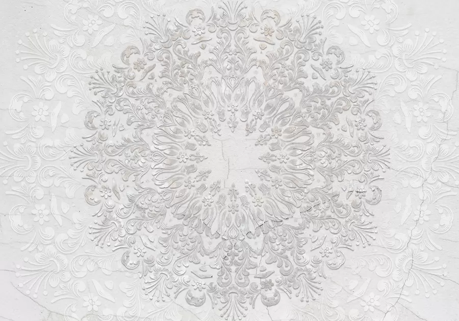 Fotobehang Een zeer gedetailleerde mandala-print die een mooi en delicaat kantontwerp creëert w01249