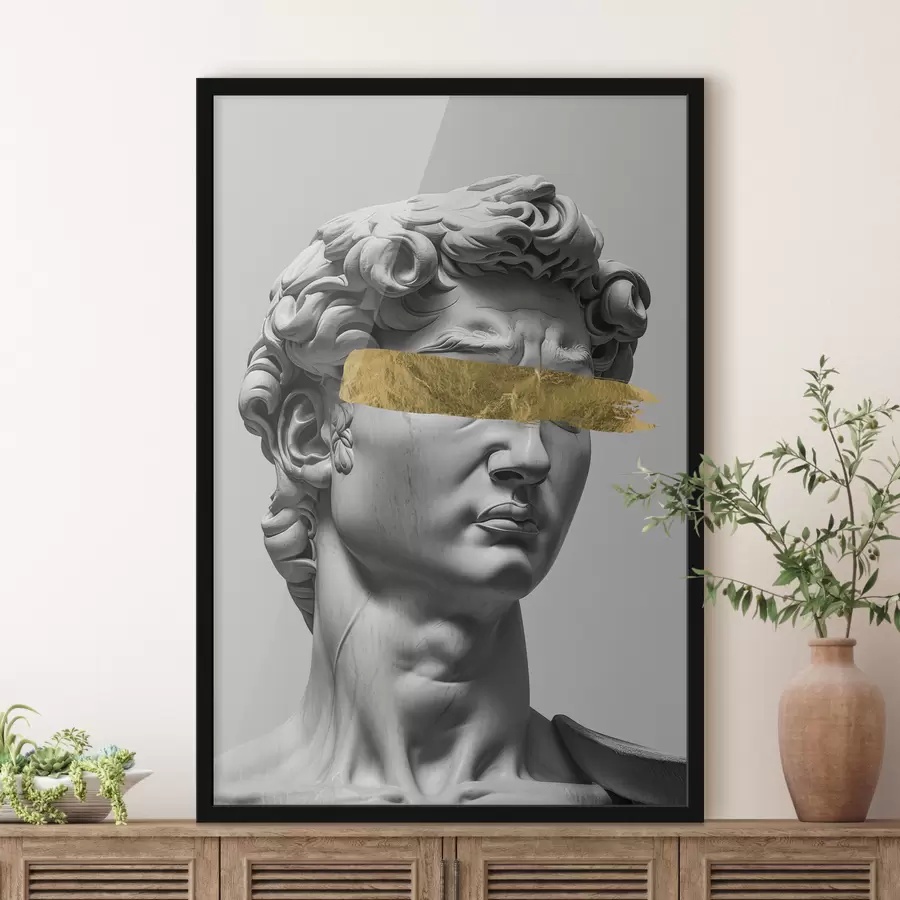 Fotobehang Een modern beeld van David met gesloten ogen f26129