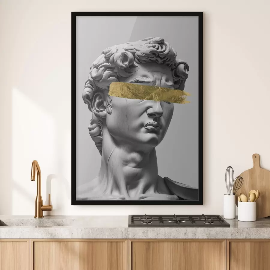 Papier peint photo Une sculpture moderne de David aux yeux fermés f26129