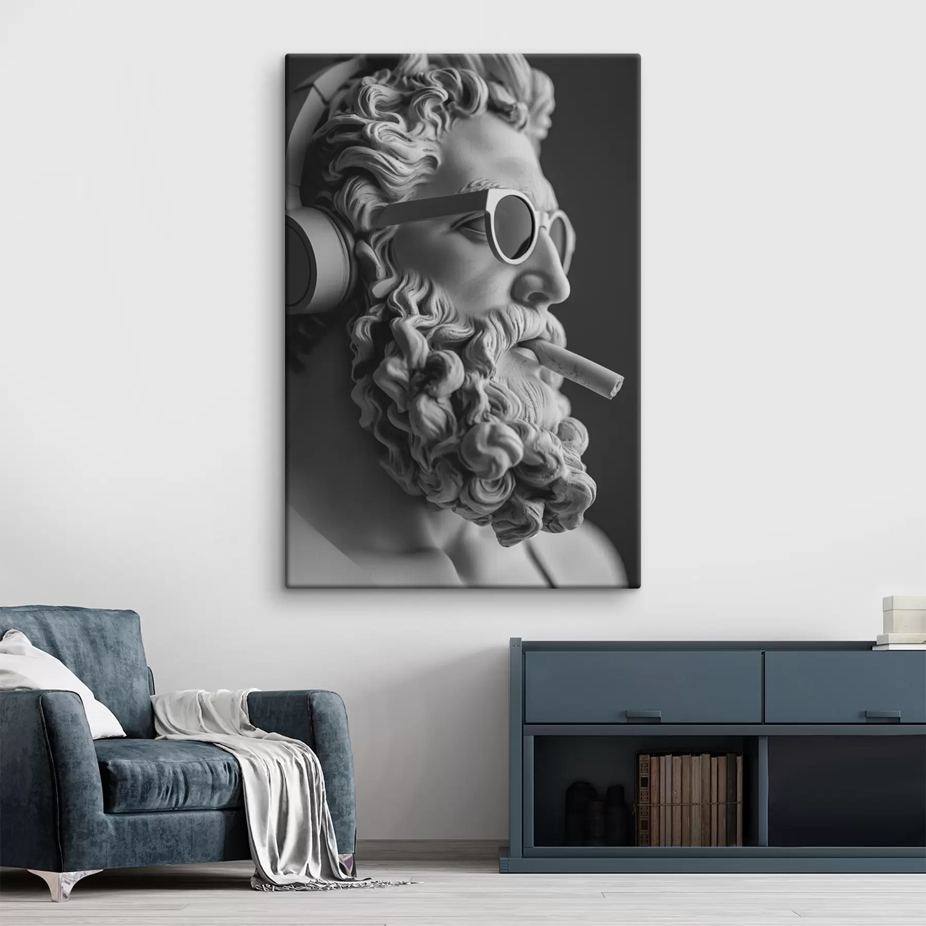 Fotobehang zwart-wit oude Griekse sculptuur van zeus in moderne stijl s26122
