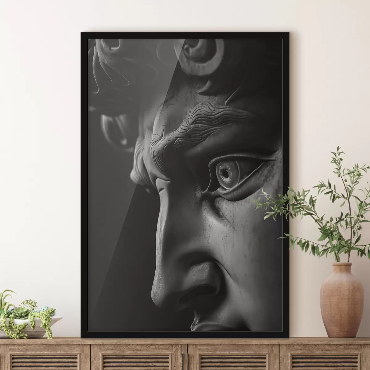 Poster close-up portret van David in profiel f26124