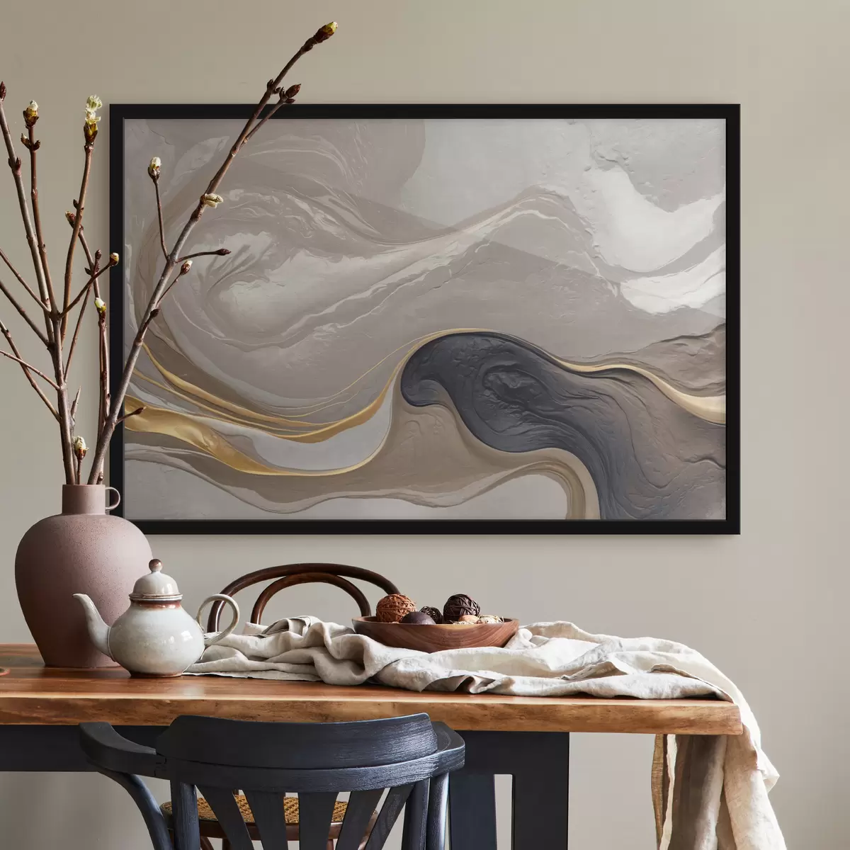 Poster Abstractie met imitatie van textuur f39088