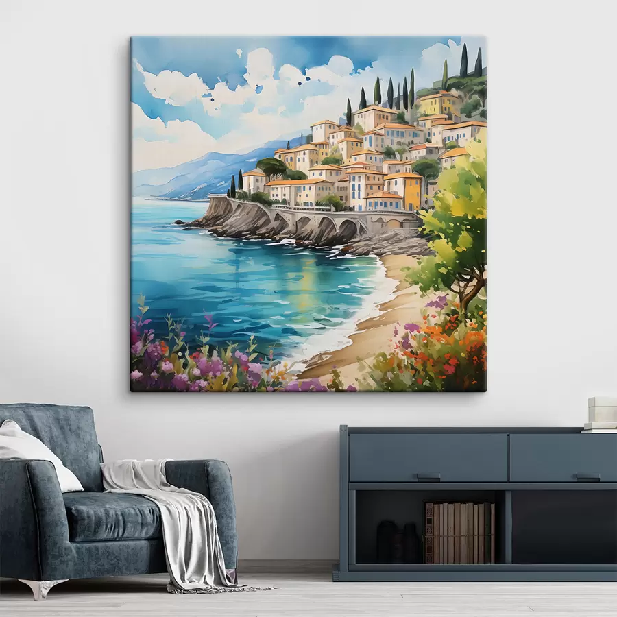  Peintures bord de mer pittoresque dans une ville italienne s39298