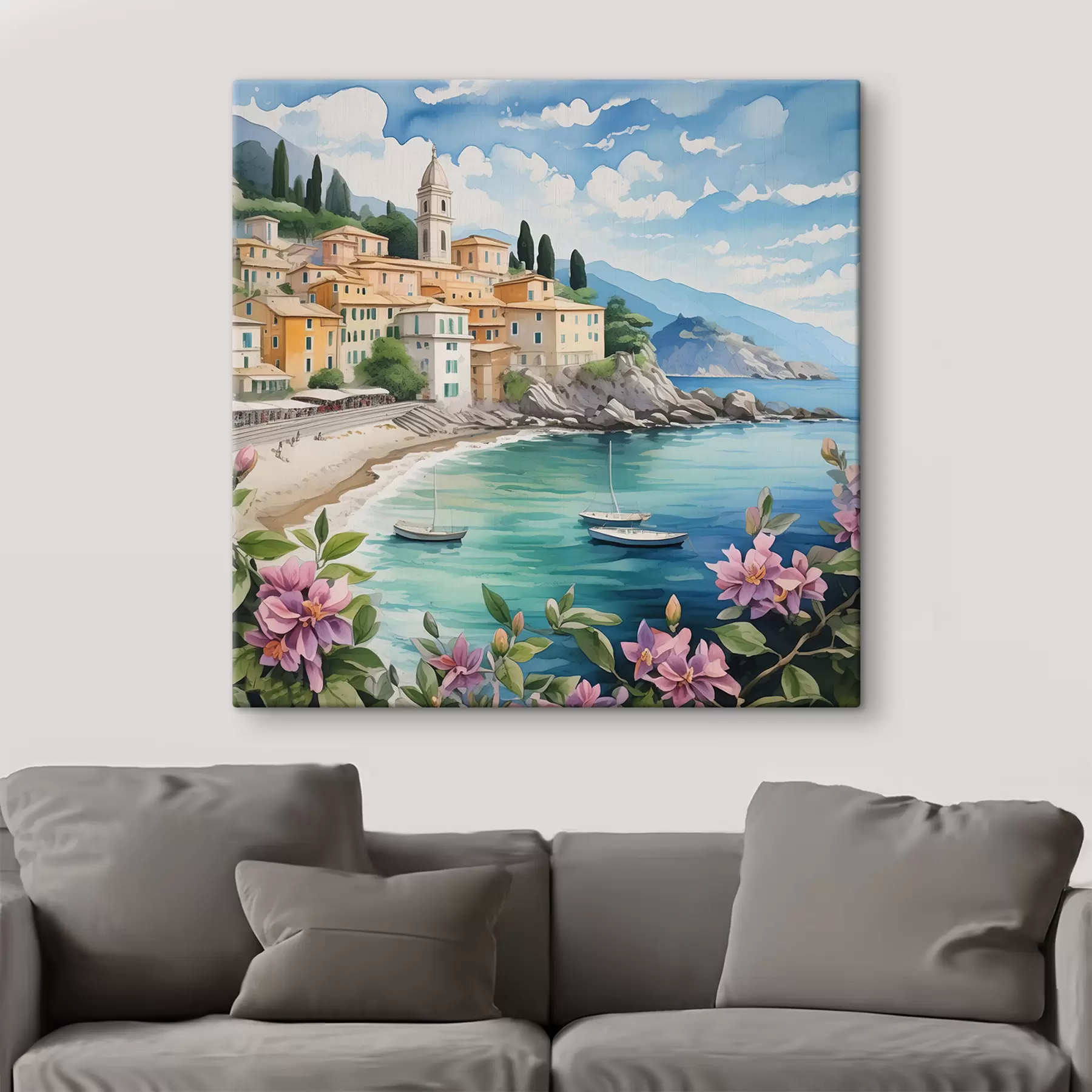 Papier peint photo une ville au bord de la mer en été s39299