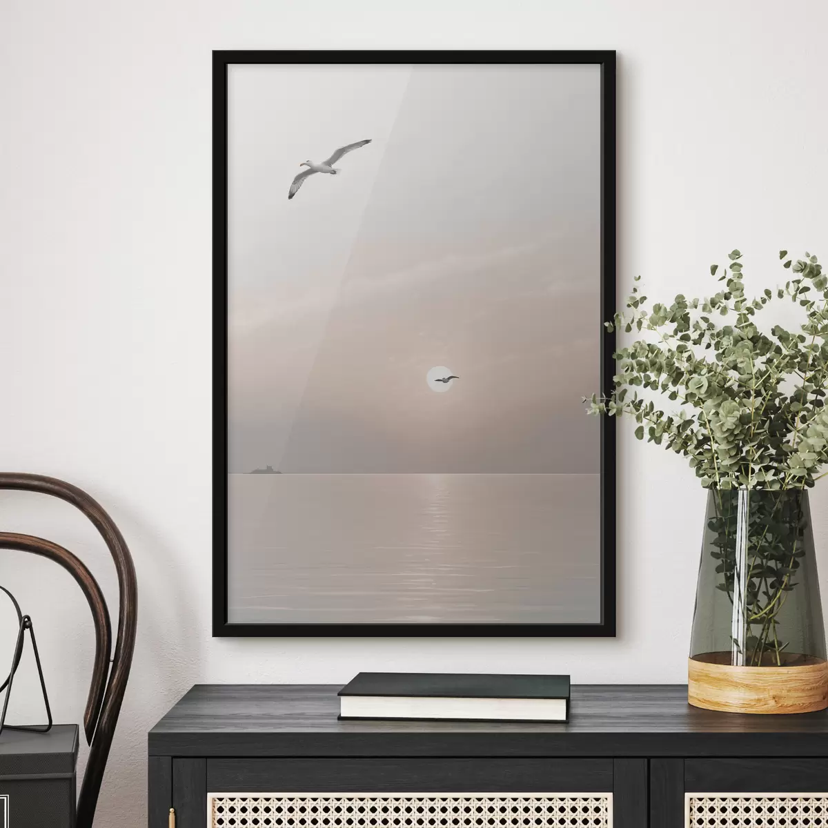 Poster Meeuwen vliegen over de zee f39152