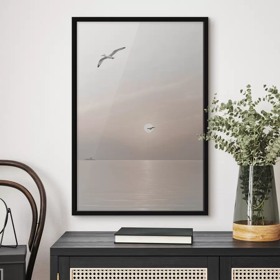 Fotobehang Meeuwen vliegen over de zee f39152