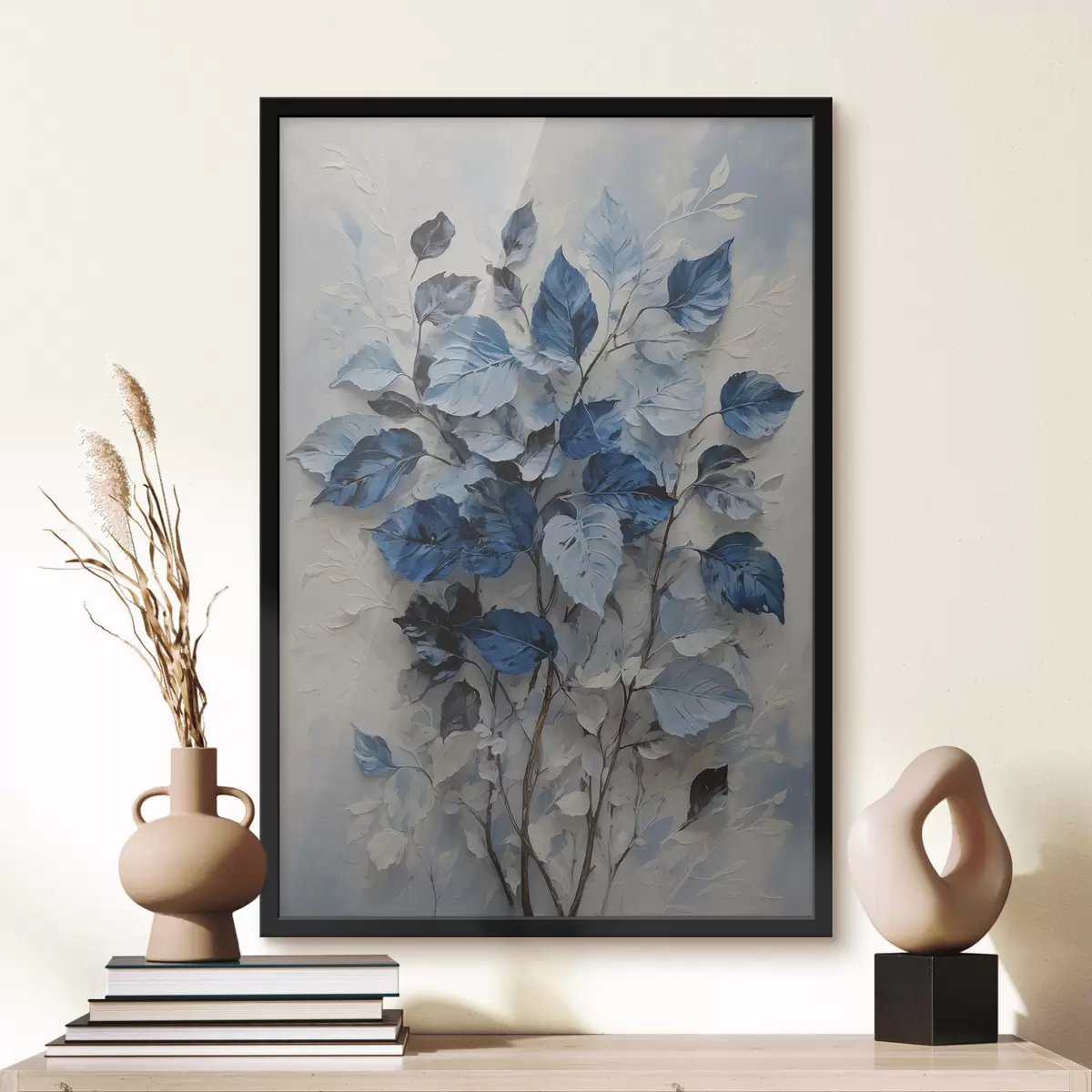 Affiche Plante aux feuilles blanches et bleues f39156