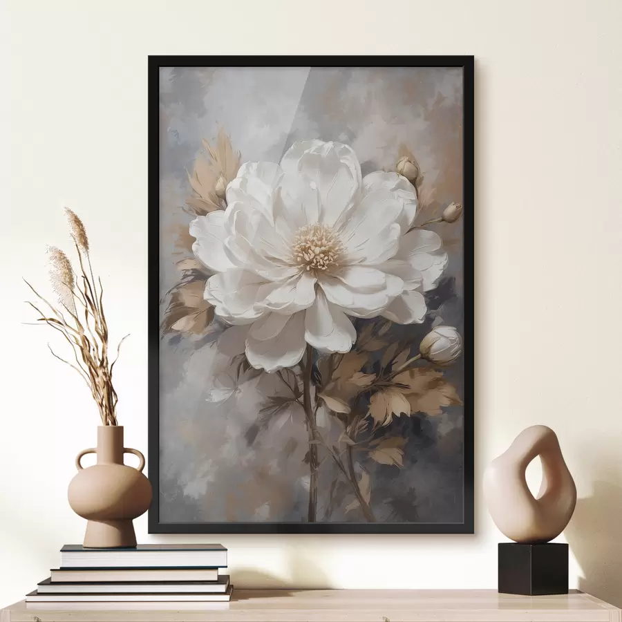 Fotobehang Witte bloem met gouden steel f39166