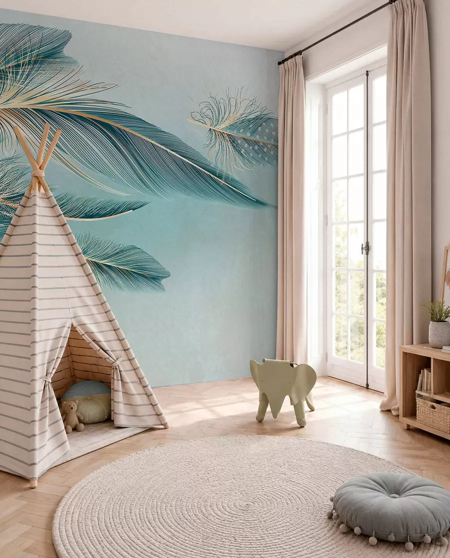 Fotobehang Turquoise veren w01312